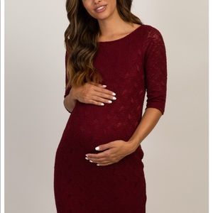Burgundy Lace Maternity Dress
